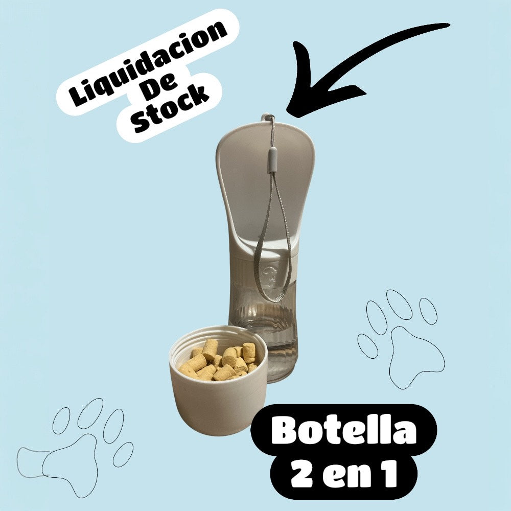 Botella portátil con compartimento para comida.