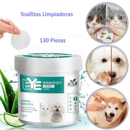 Toallitas de limpieza de ojos para mascotas.